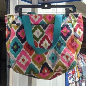 Geometric print tote